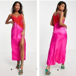 Topshop Contrast Lace Midi Slipdress Size US 8